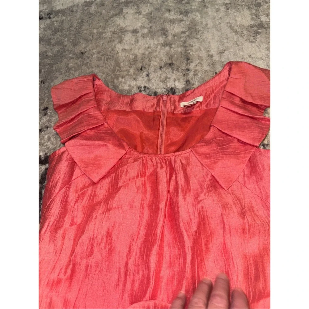 J Crew Womens Coral Pink Ruffle Sleeveless Dress Sz 0 Linen Blend